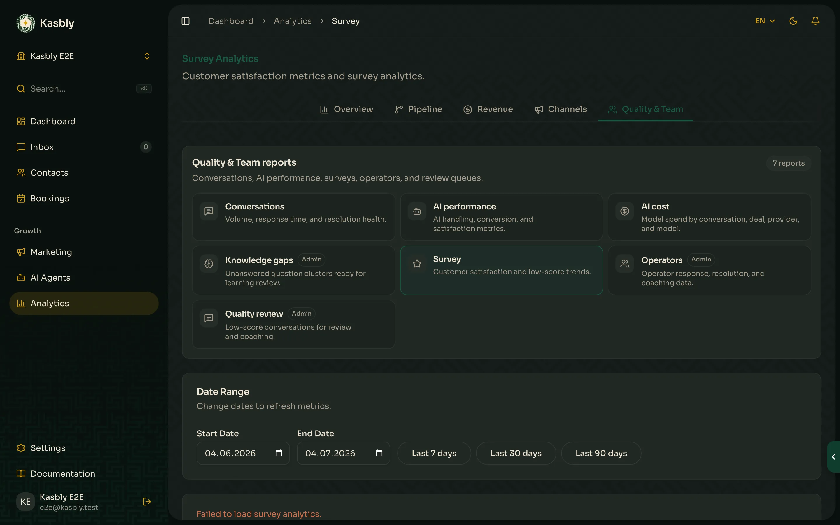 The Surveys analytics report